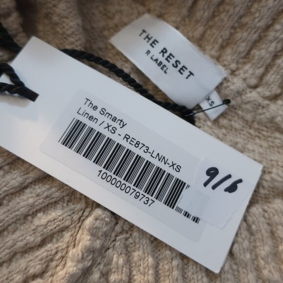NWT Womens The Reset R Label Neutral The Smarty Cotton Boucle Sweater XS - Picture 8 of 8
